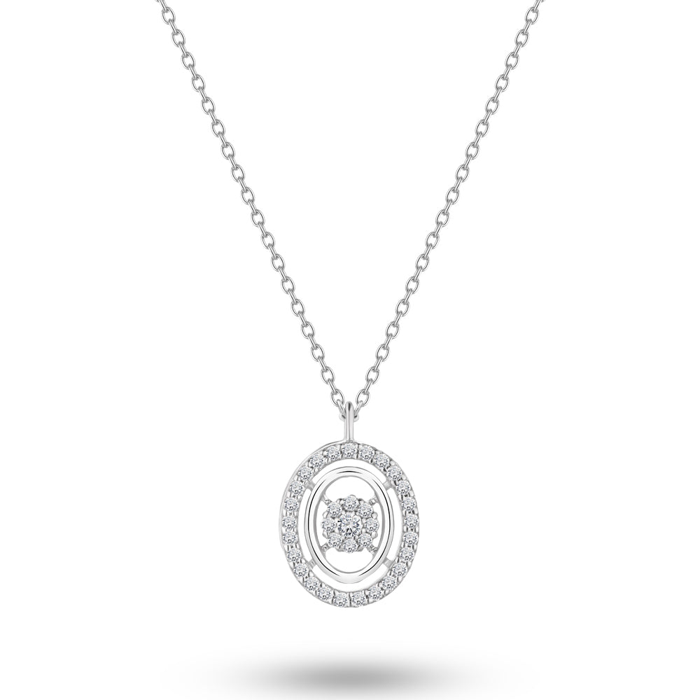 Classic Summer dangling Diamond Necklace comes with a set in 18k White Gold S-P370SC