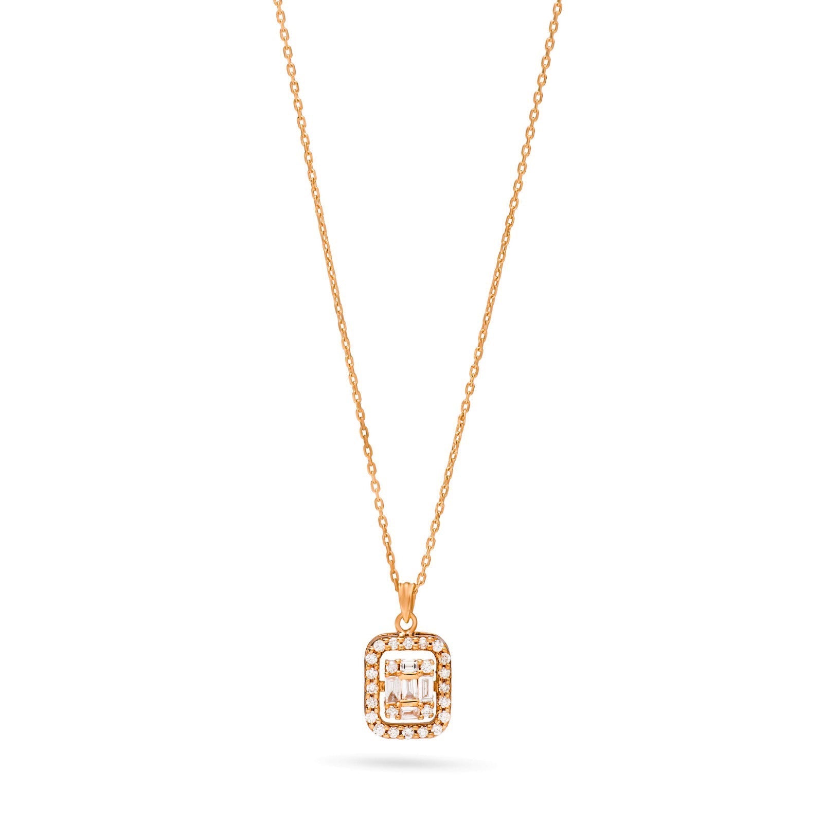 Special offer Dangling Diamond square necklace Rose gold 18K / S-PN026S