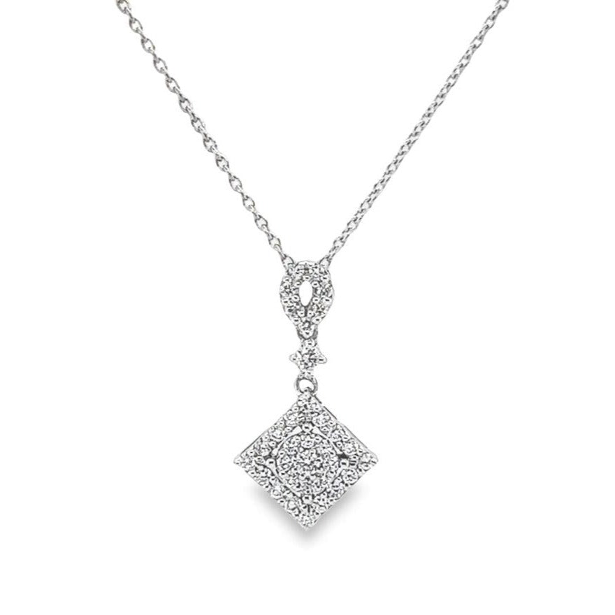 Precious Square Diamond Necklace in 18K White gold - S-P380S