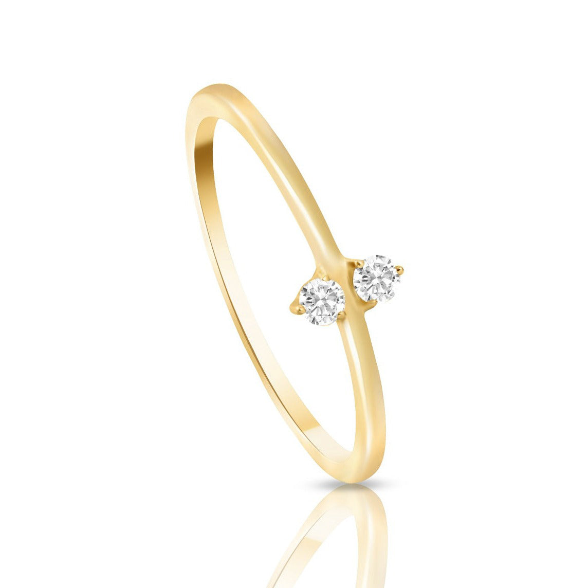 2 Round diamond ring in 18K Yellow Gold - S-R199S