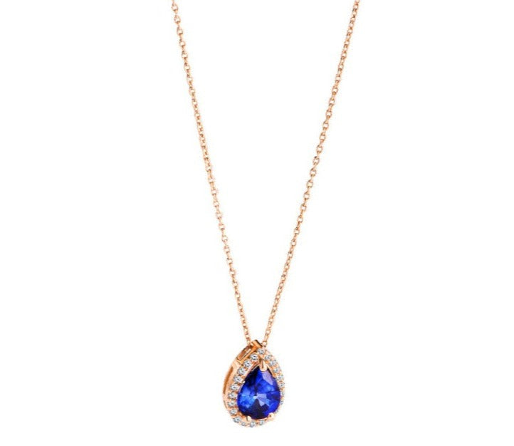 Unique Sapphire and Diamonds Necklace in 18K Yellow Gold - S-PN053SC