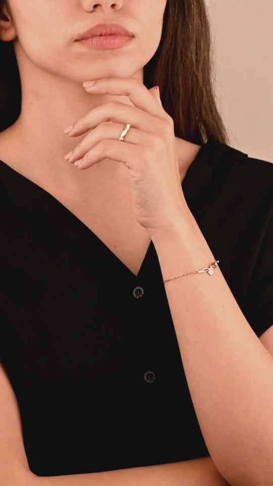 Timeless Irregular Gold Bracelet With a Diamond Shaped Piece - S-X121B