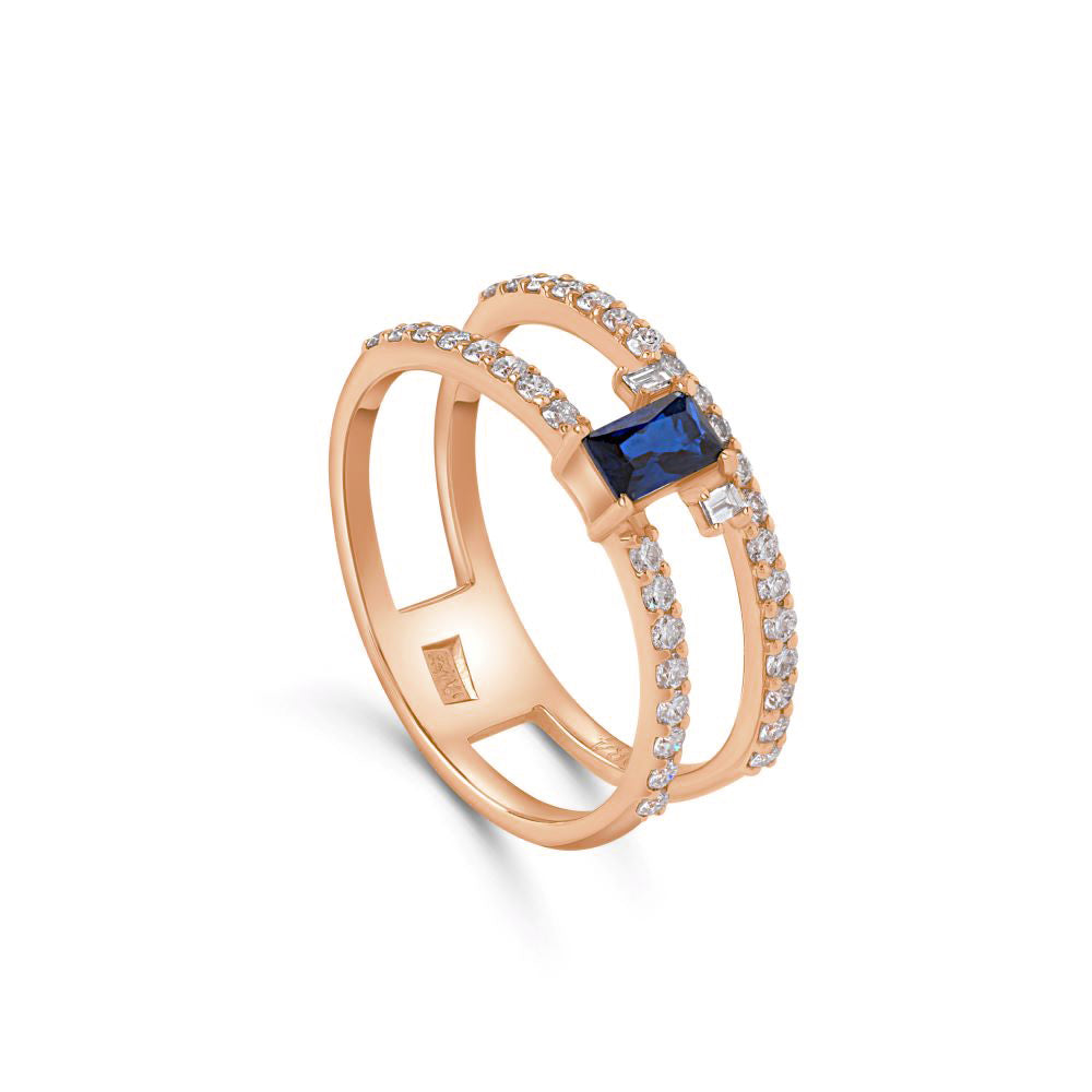 Confetti 18k Rose Gold Diamond Ring and Multi Colored Stones - S-R440X