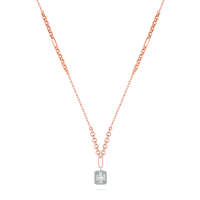 Unique frame chained necklace in 18K Rose Gold - HP143