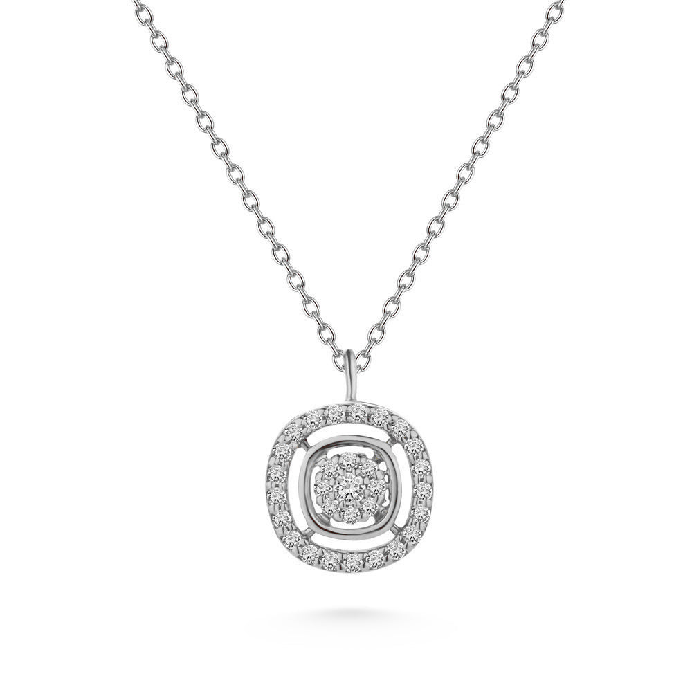 Classic Summer dangling Diamond Necklace comes with a set in 18k White Gold - S-P370S