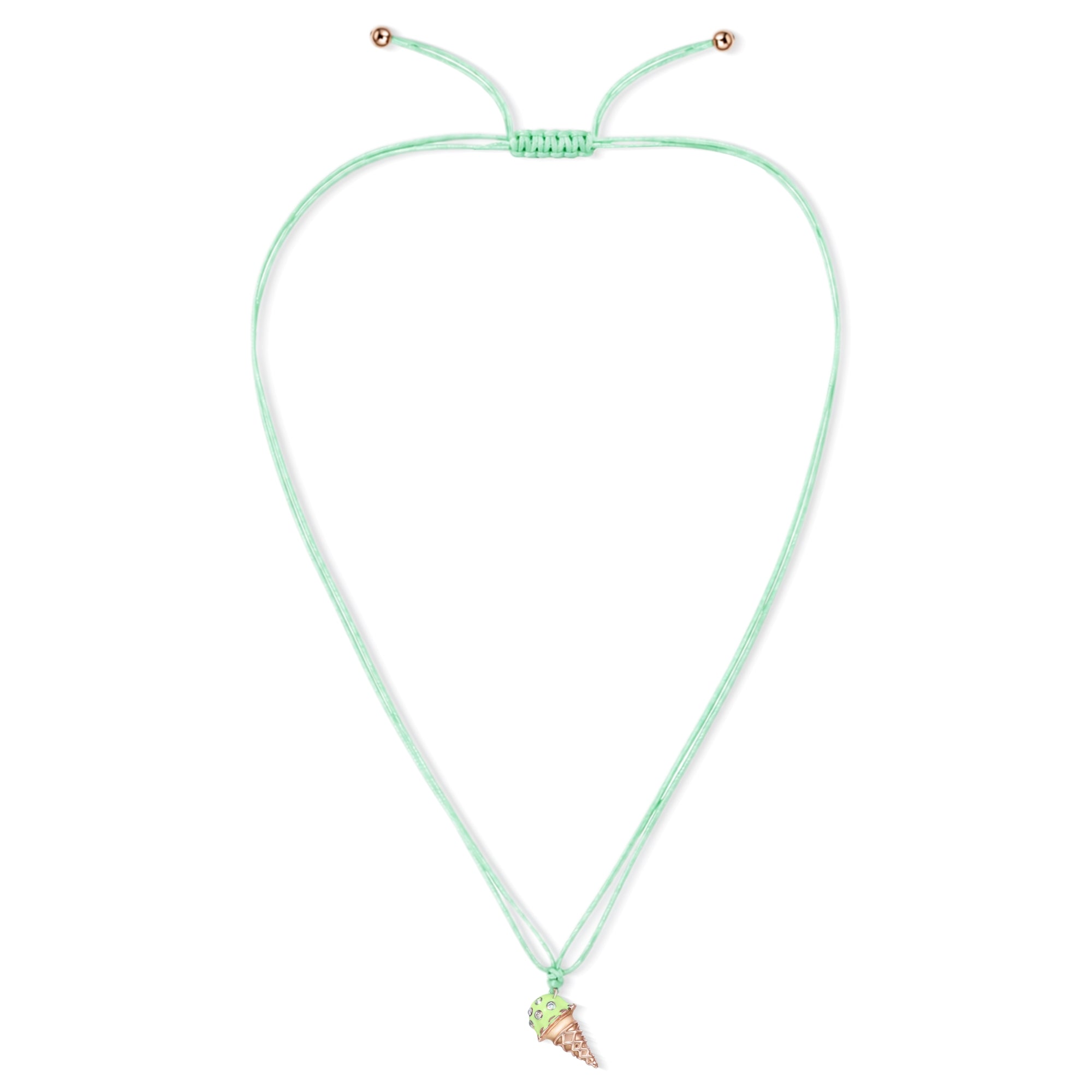 18K Rose Gold Dolato Scoop Cone Diamond Necklace in Pistachio