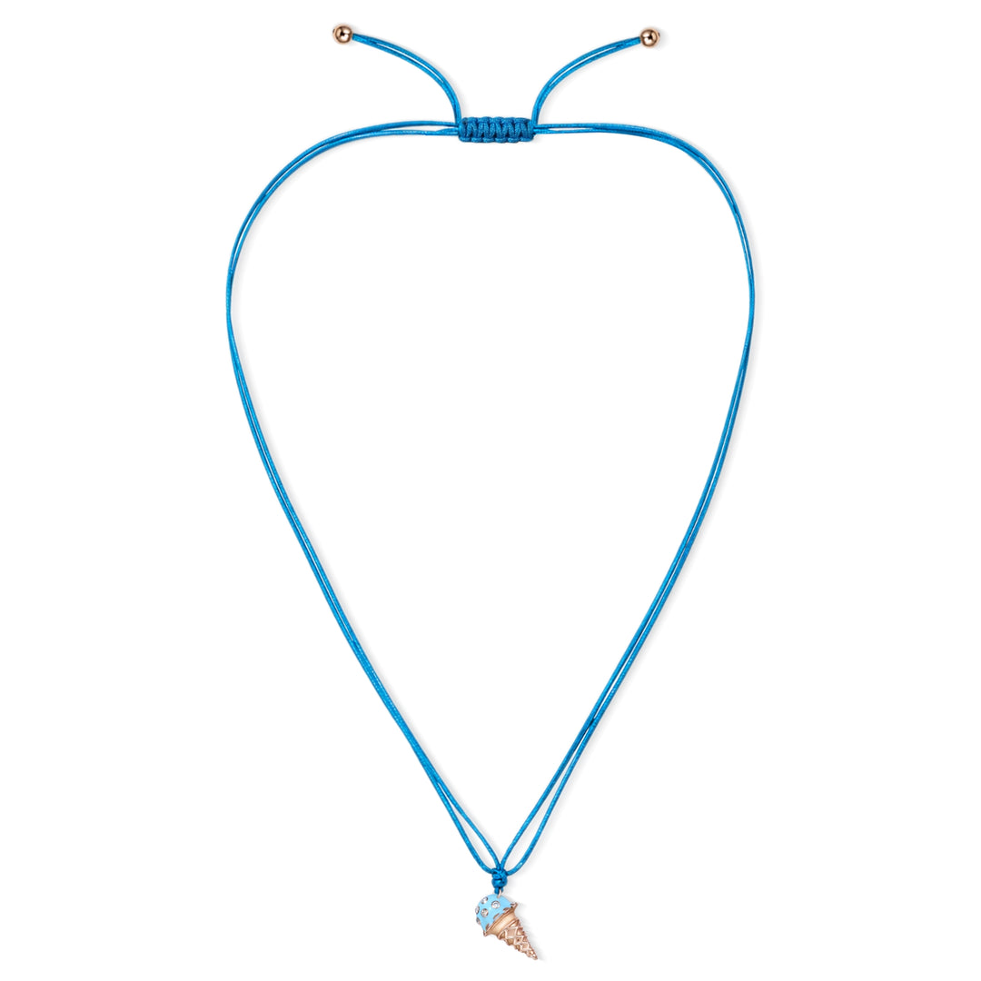 18K Rose Gold Dolato Scoop Cone Diamond Necklace in Bubblegum