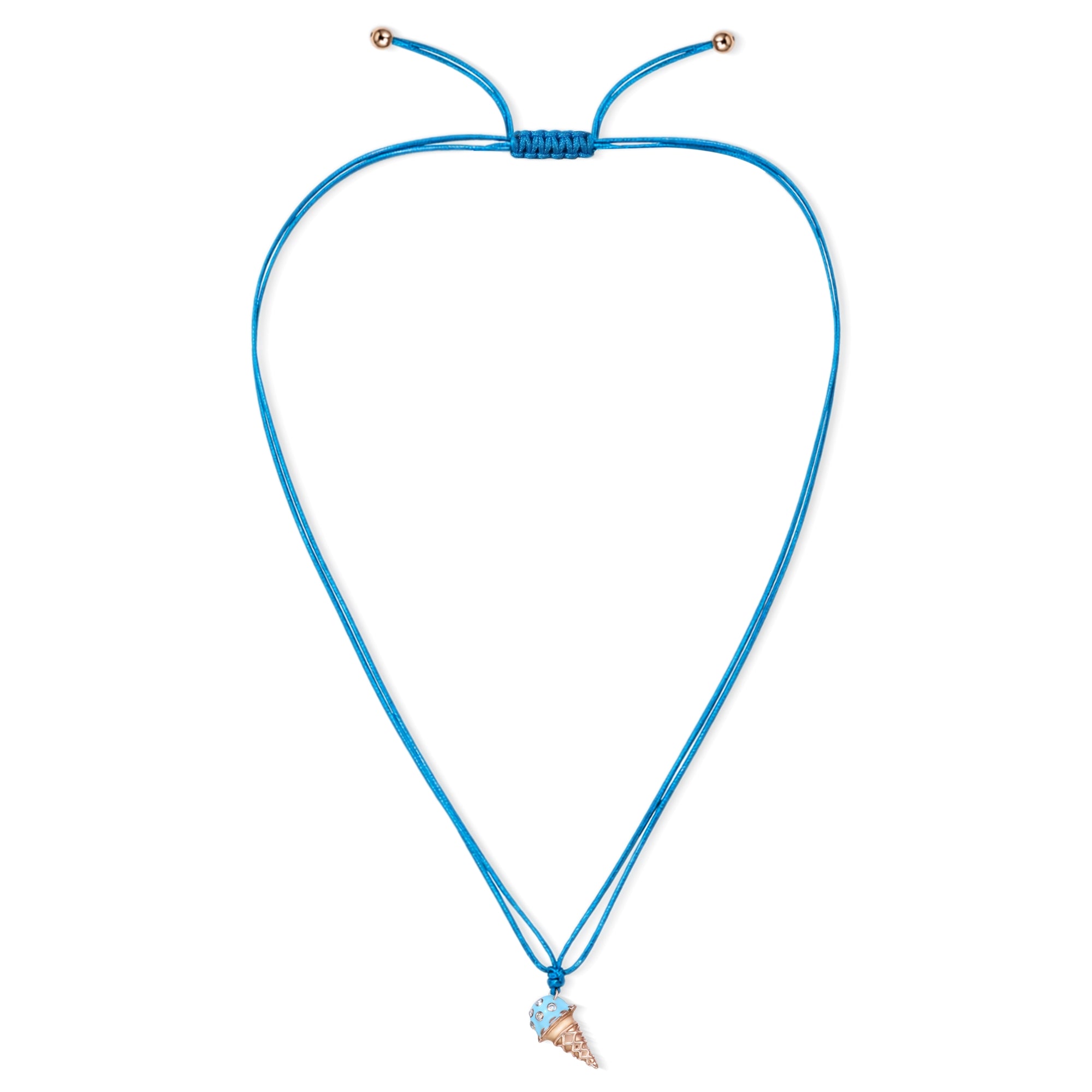 18K Rose Gold Dolato Scoop Cone Diamond Necklace in Bubblegum
