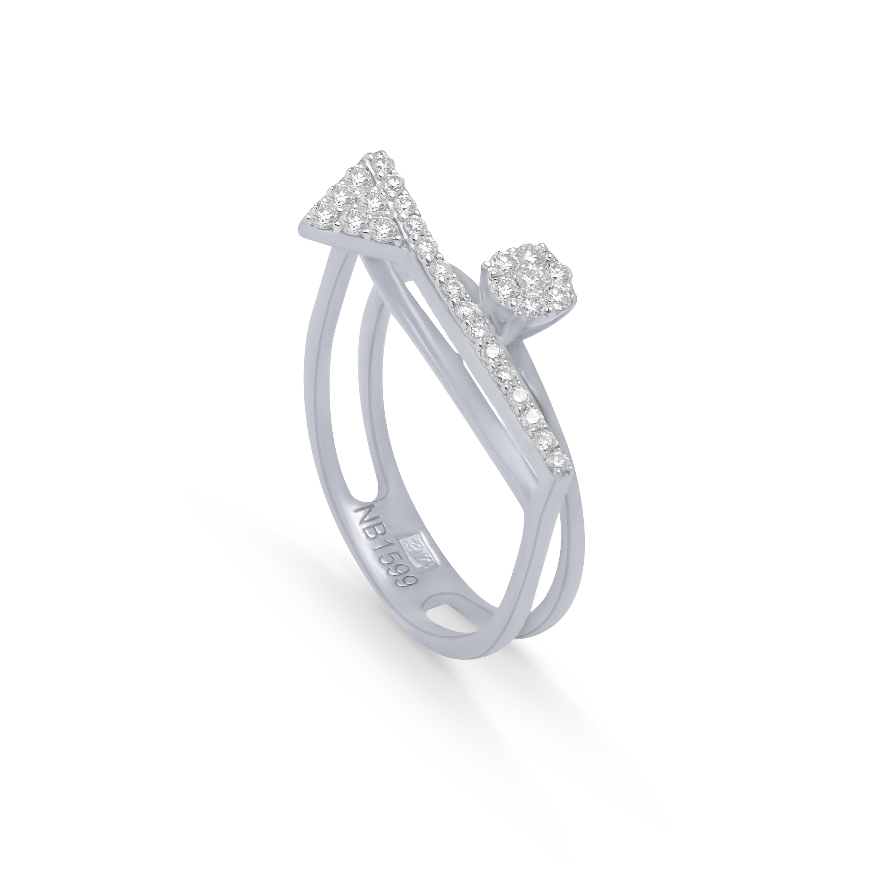 Unique Diamond Ring with a bar full of diamonds in 18k White Gold - SIR1506R