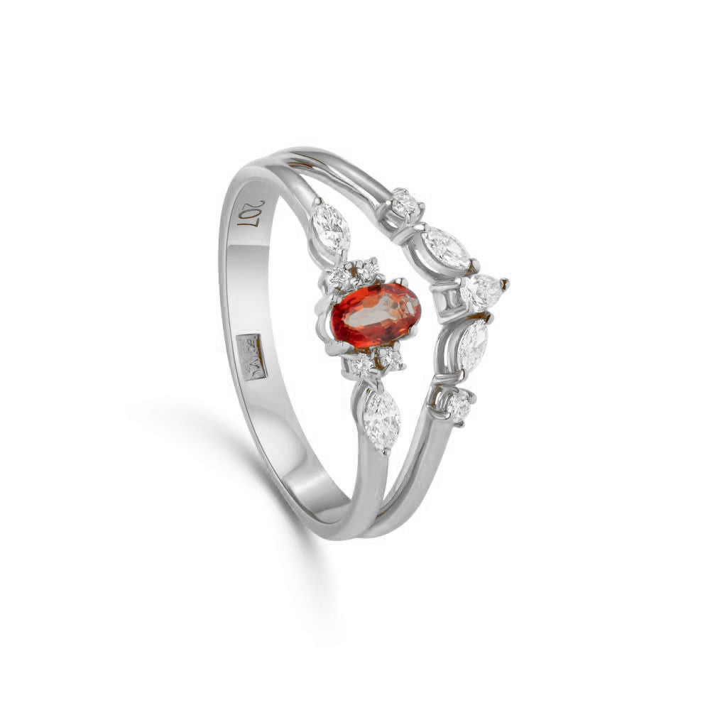 Confetti 18k White Gold Diamond Ring and Multi Colored Stones - S-R482S