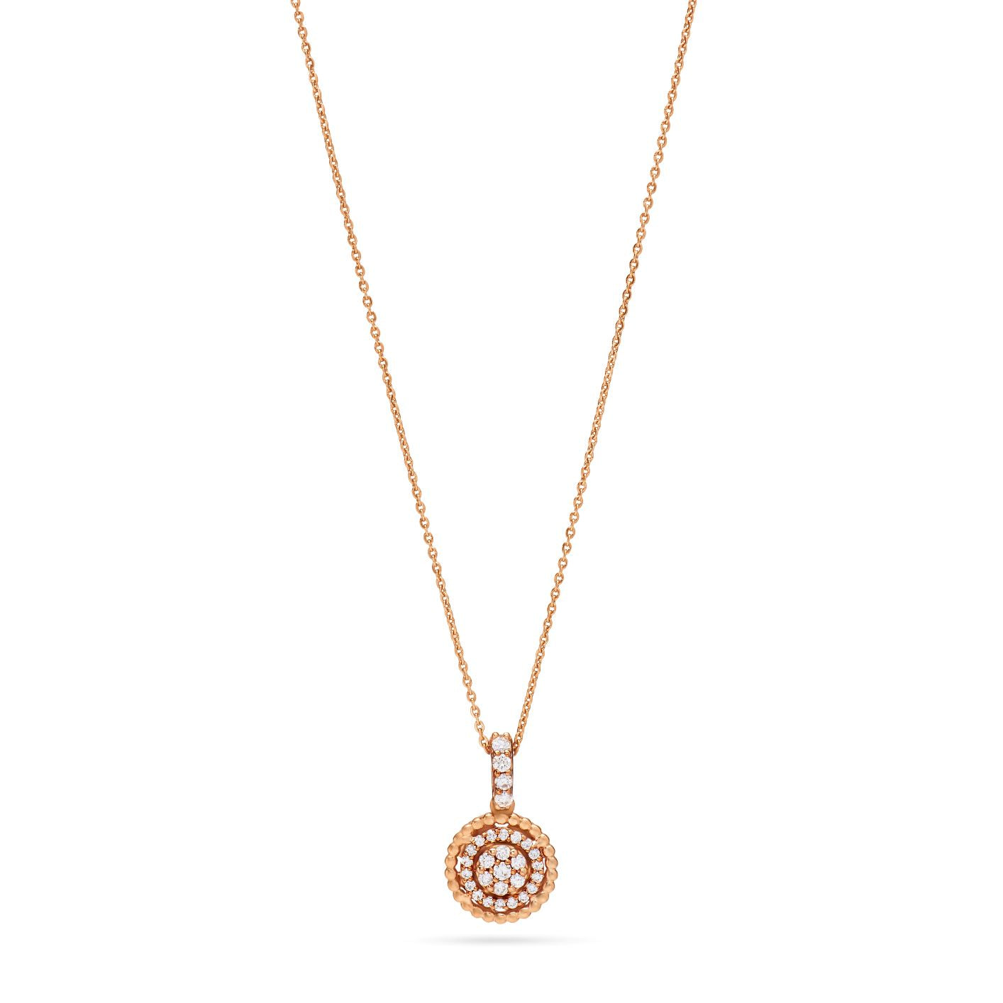 Dangling Round Sun Pendant Necklace in Rose 18K Gold - SIR1545