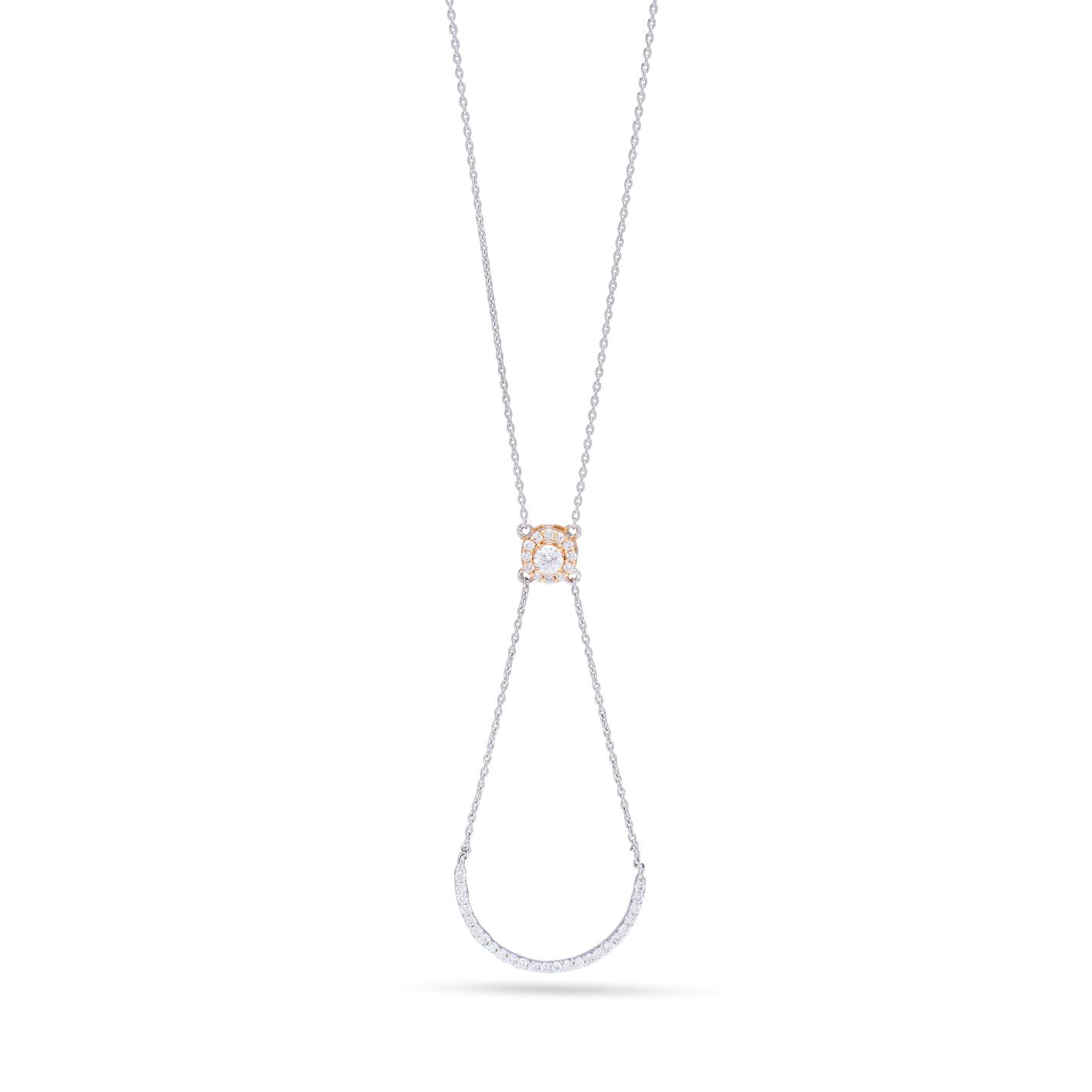 Adjustable Length with Dangling Bow Diamond Necklace in White 18 K Gold - SIR1278