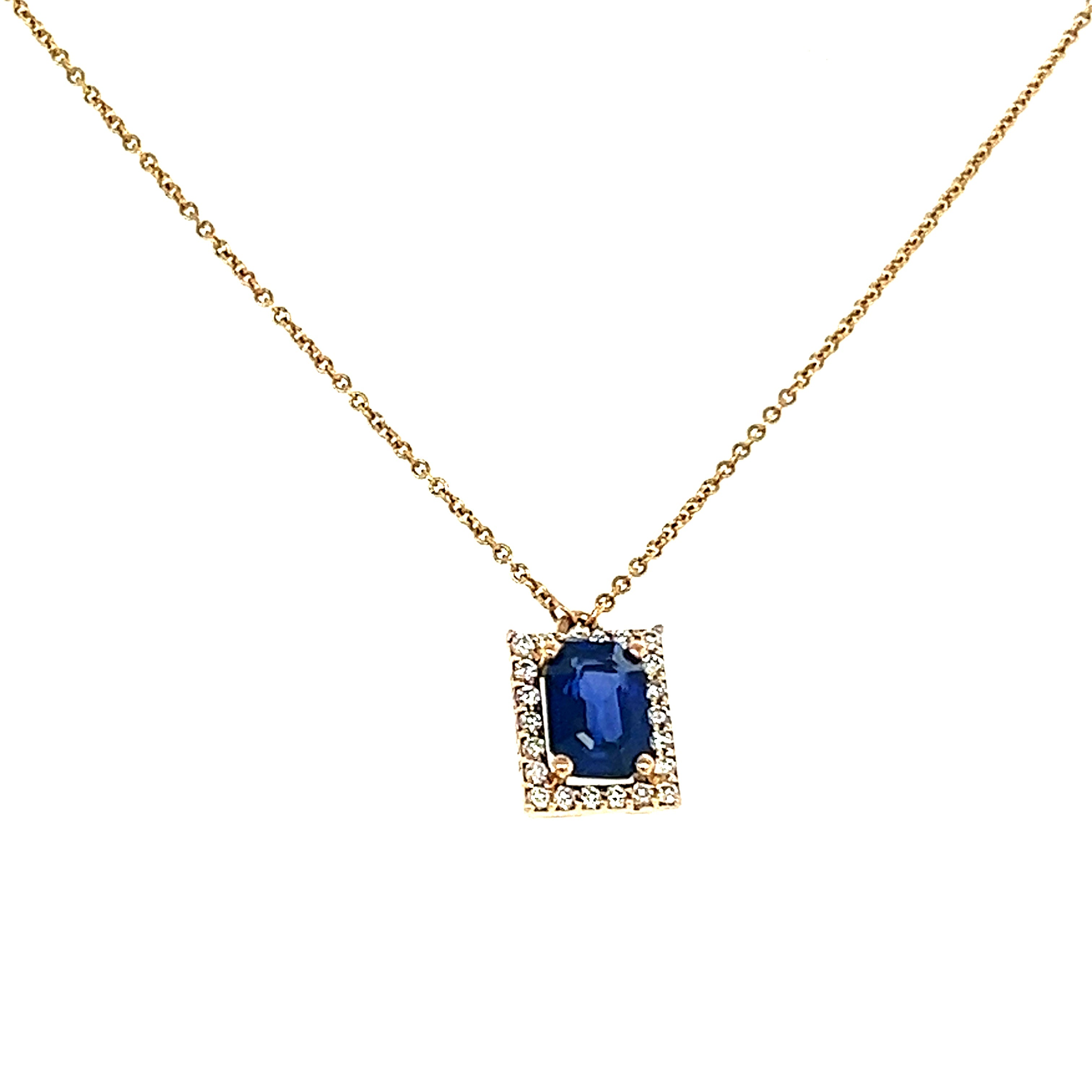 Dangling Sapphire Diamond Necklace in 18K Yellow Gold - S-P166B