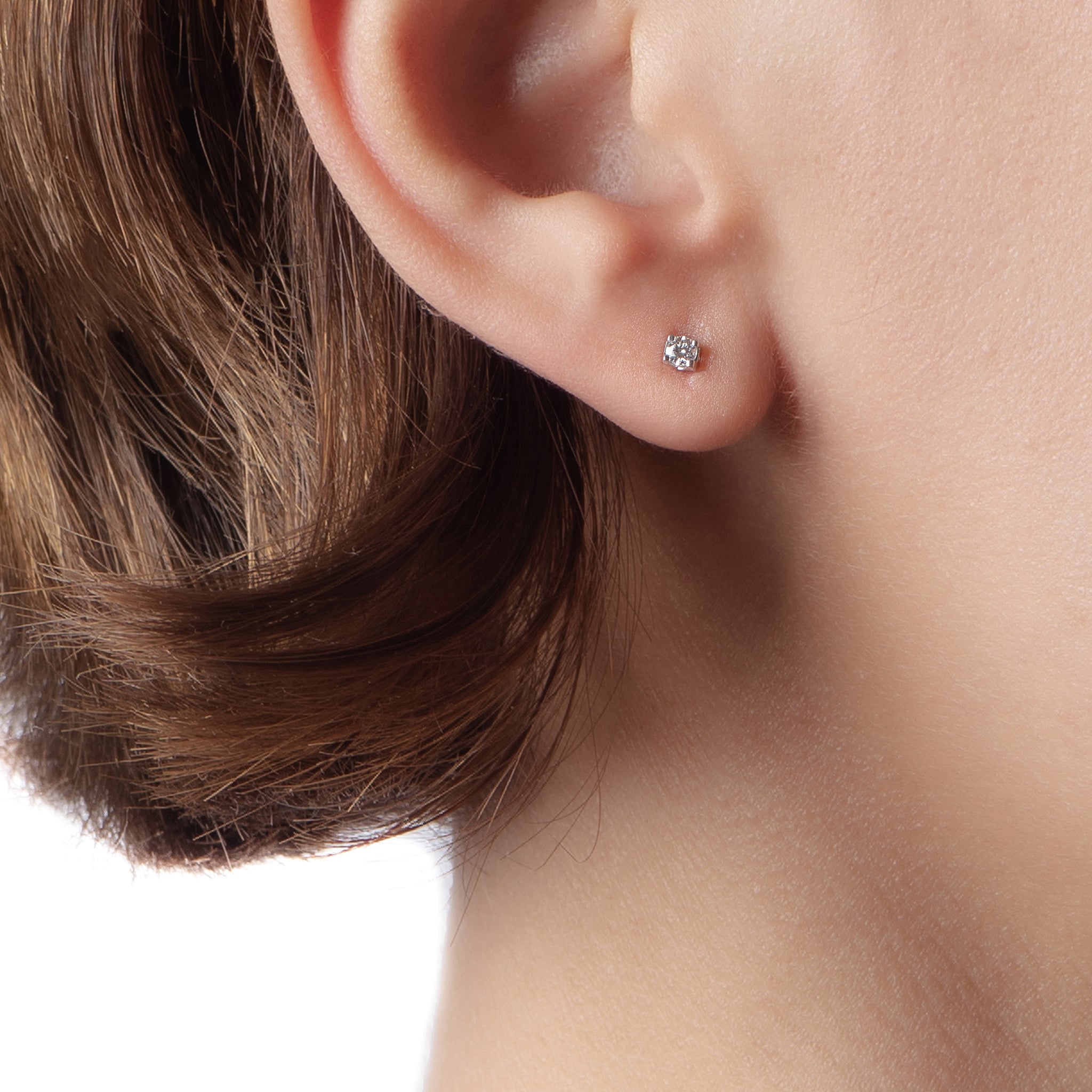 Unique Diamond Stud Earring in White 18 K Gold - SIR1541E