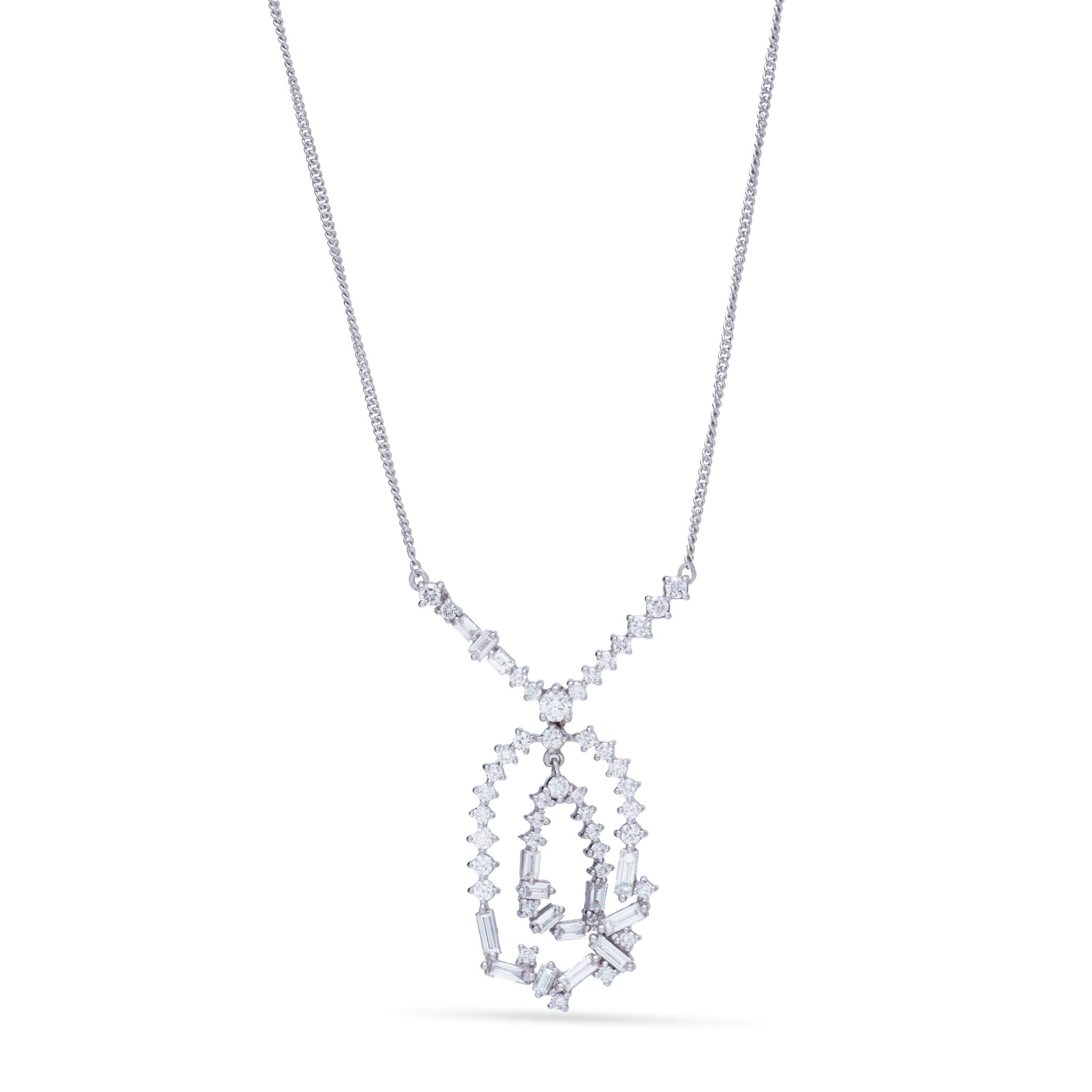 Magnificent Diamond Classy Shinny necklace in white 18K Gold - S-PN017S