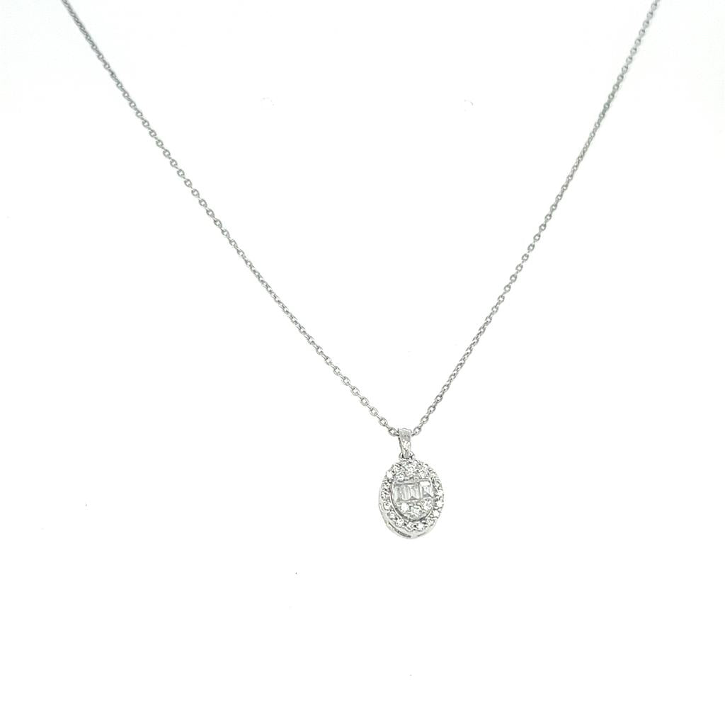 Classic dangling diamond Necklace in 18K White Gold & Rose Gold - S-X55P