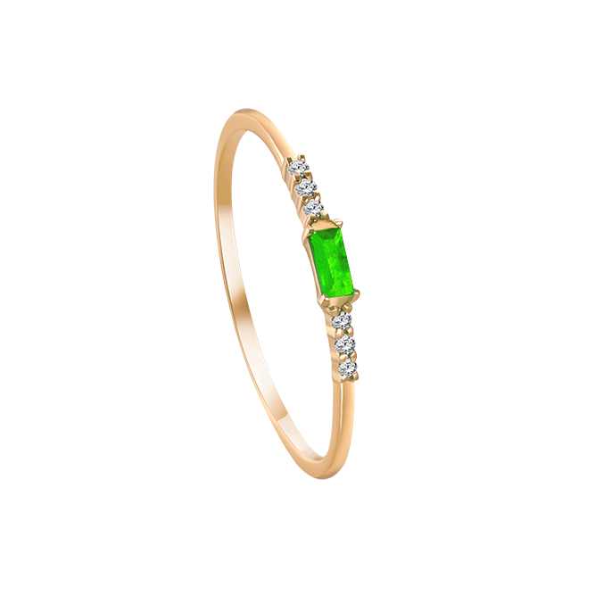 Speciaal offer Central Emerald stone with Diamond Ring in Rose 18 K Gold - S-R180SON