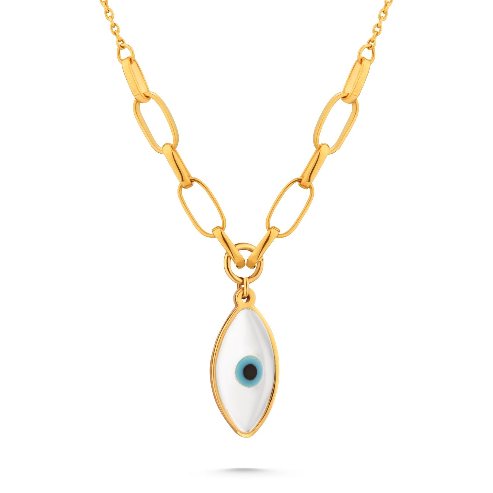 Evil eye dangling clips necklace in 18k Gold - J-S003PA