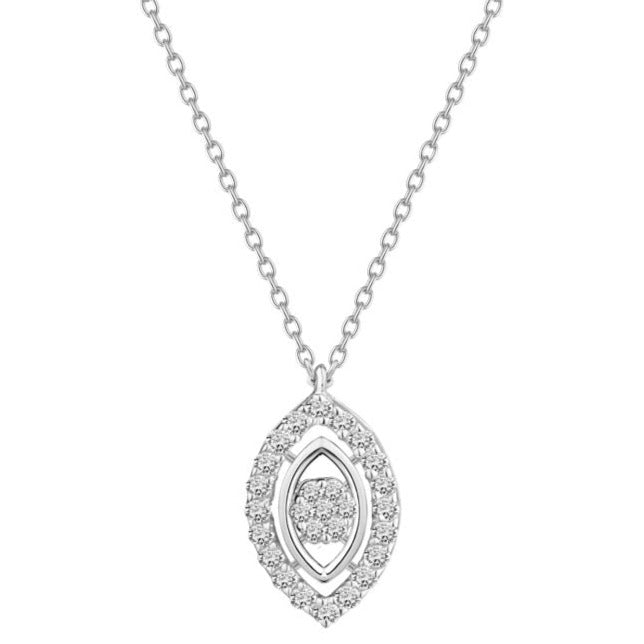 Classic Summer dangling Eye shape Diamond Necklace in 18k White Gold S-P370SE