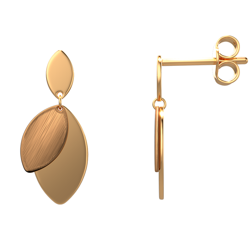 Simple Dangling Leaves Earrings in 18K Rose Gold-S-EN082G/R/WG