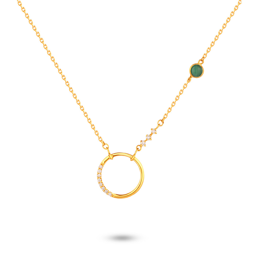 Summer Diamond Necklace in dangling circle in 18K Gold  Yellow gold S-P354S