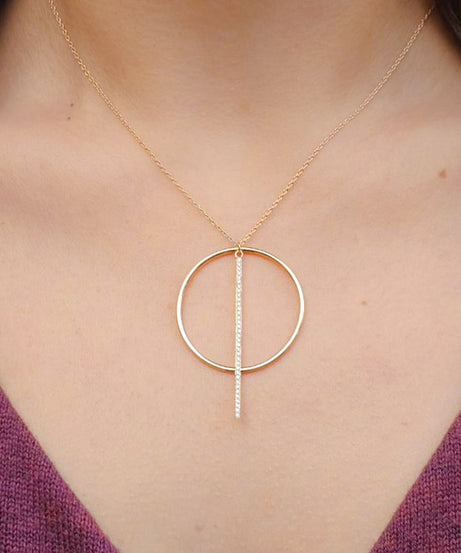 18k Yellow gold Diamond Necklaces - S-H067PS