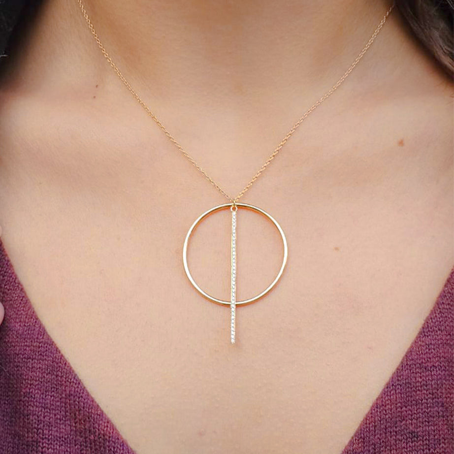 18k Yellow gold Diamond Necklaces - S-H067PS