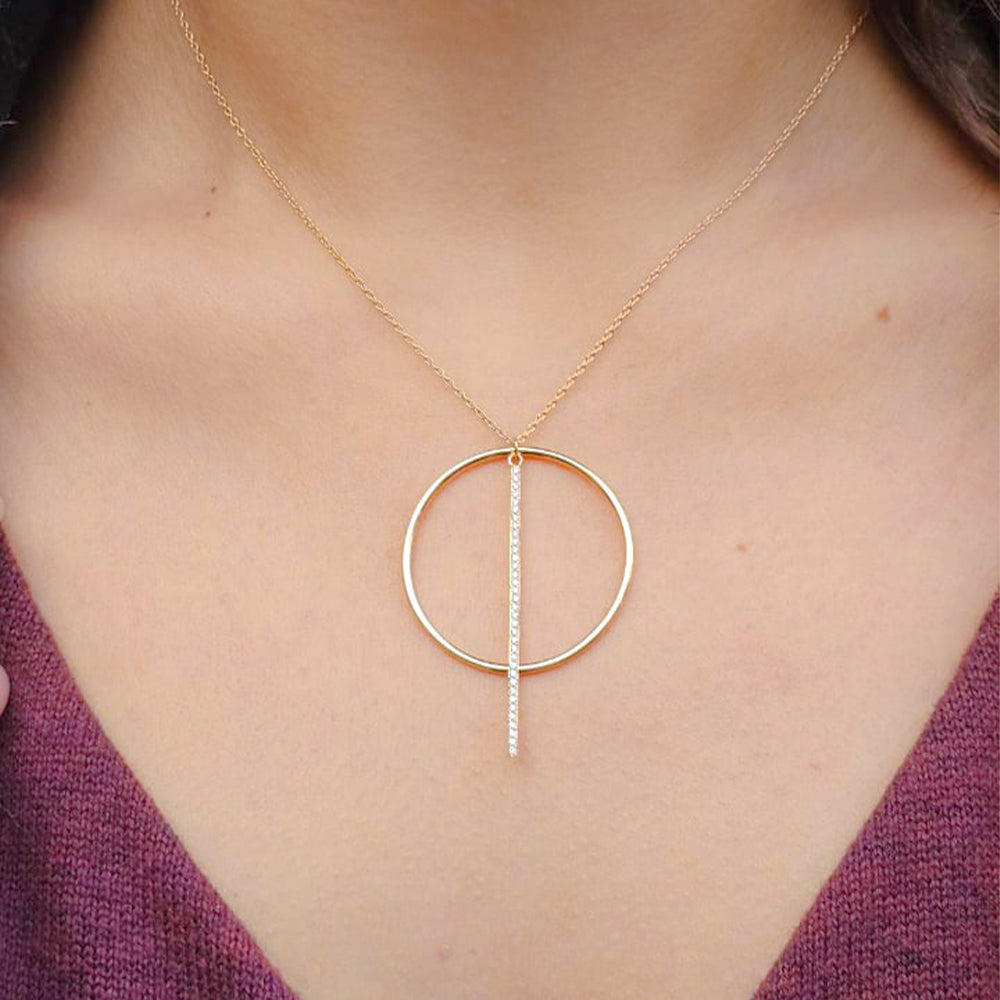 18k Yellow gold Diamond Necklaces - S-H067PS