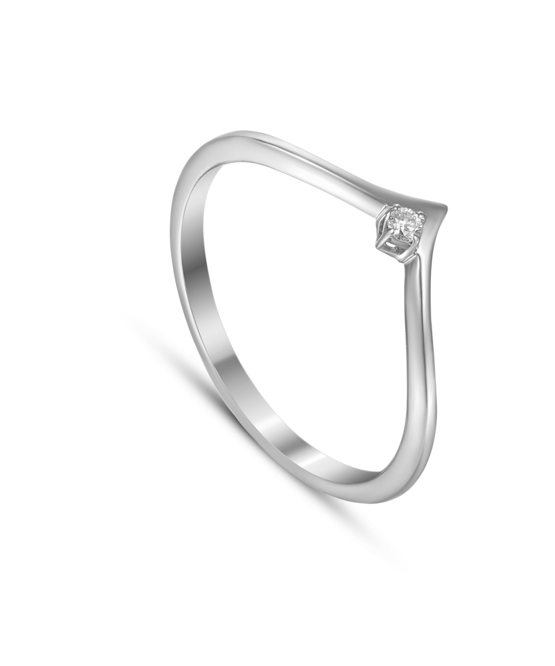18K White Gold Diamond Ring With Minimal Modern Design - S-R583S