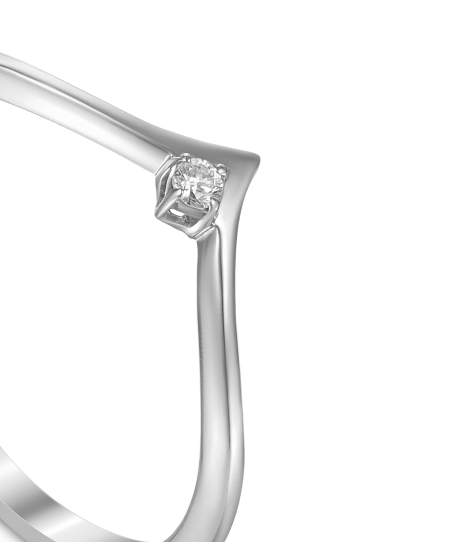 18K White Gold Diamond Ring With Minimal Modern Design - S-R583S