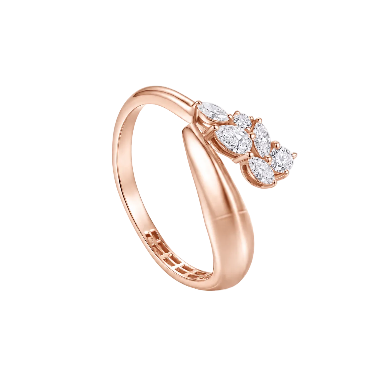 18K Rose Gold Diamond Ring with Round, Marquise & Pear Stones - S-R595X