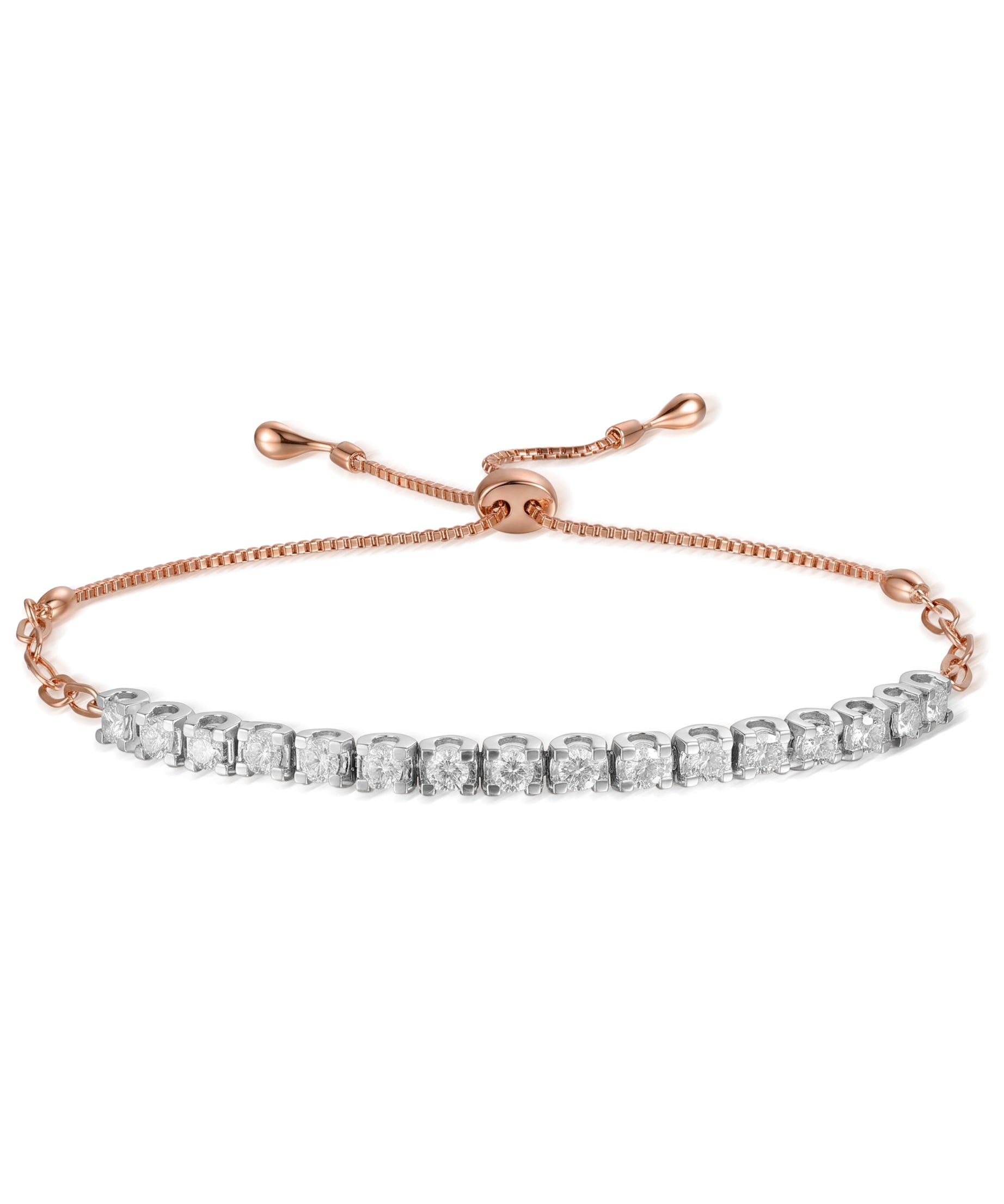 18K Rose Gold Half Tennis Bracelet with Diamonds - IBK33