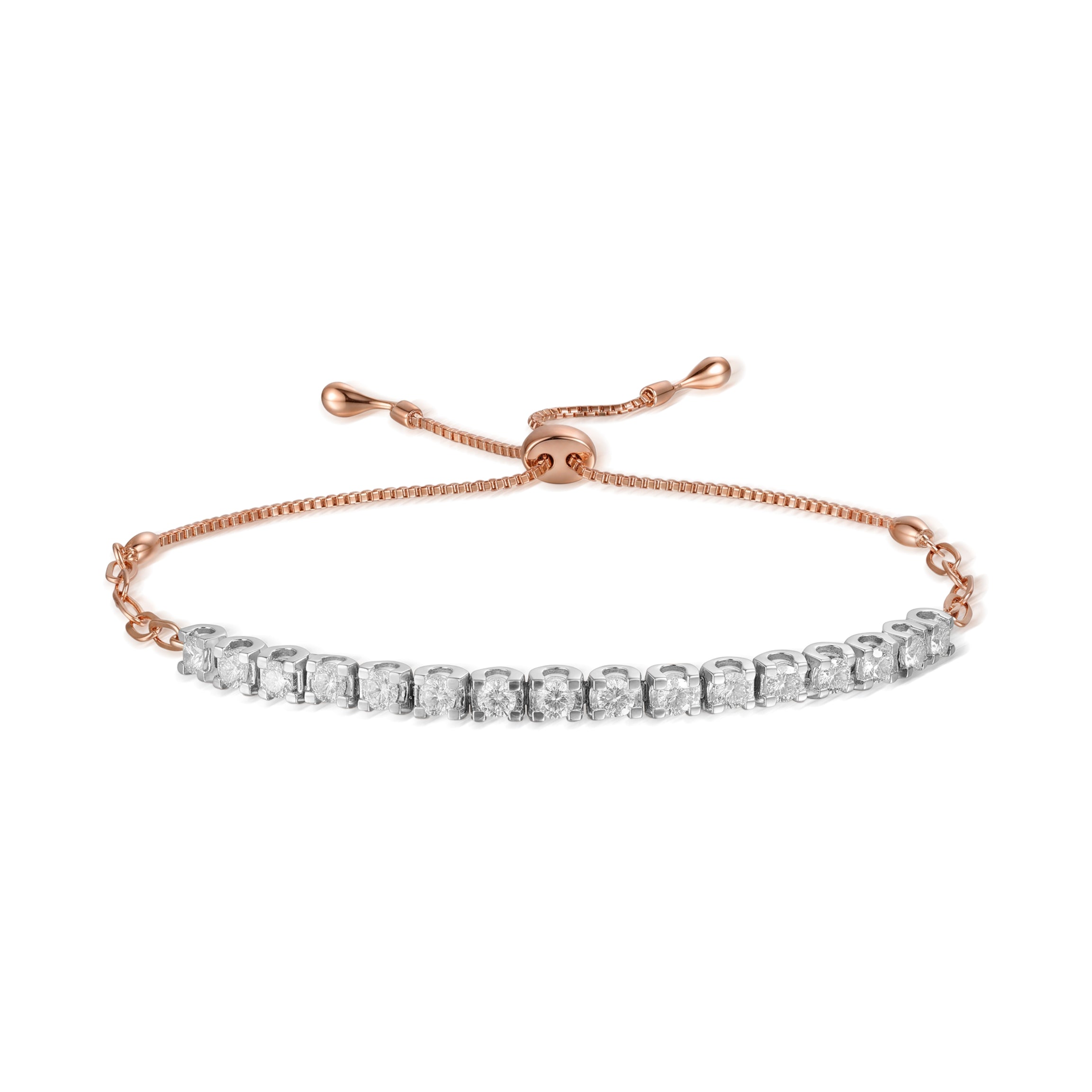 18K Rose Gold Half Tennis Bracelet with Diamonds - IBK33