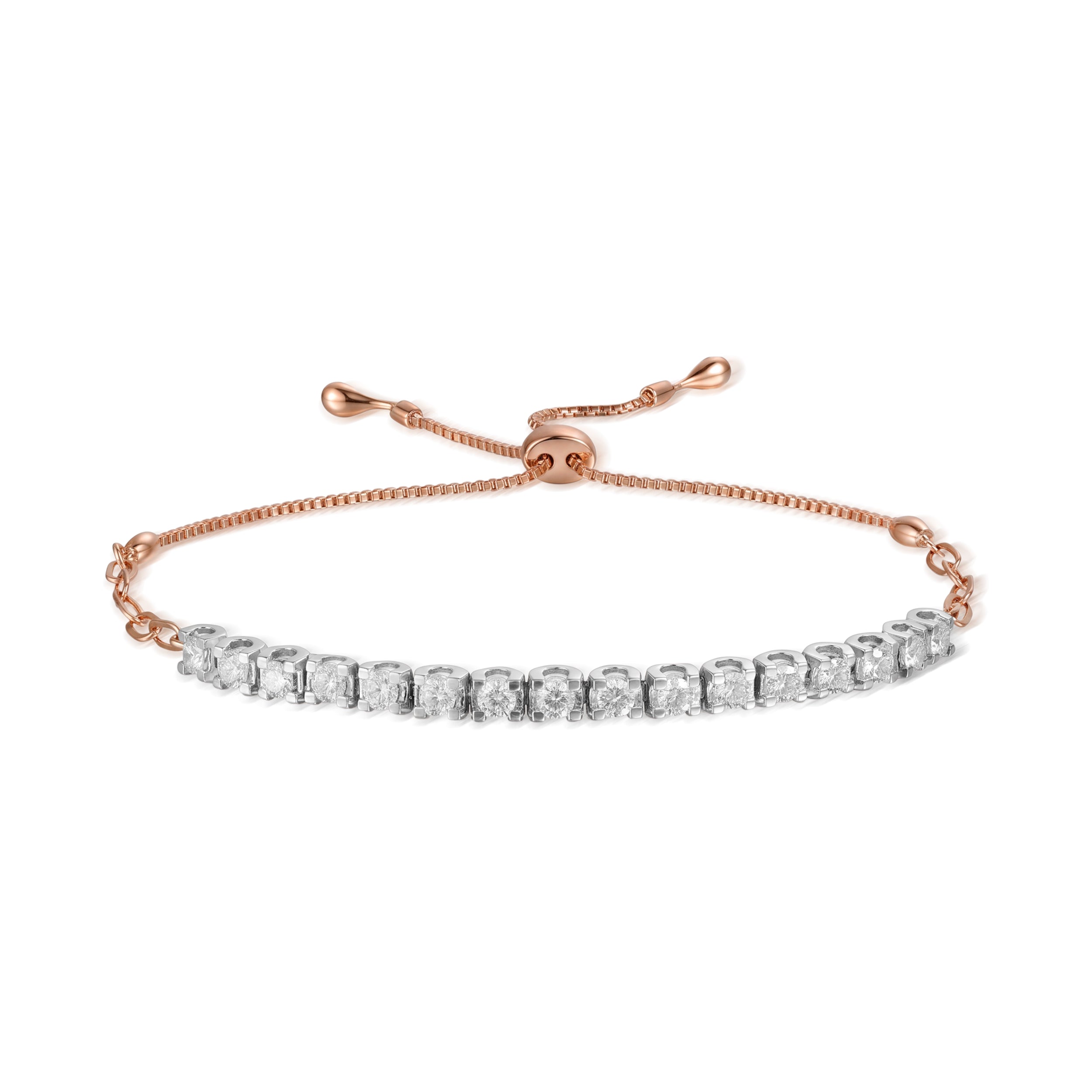 18K Rose Gold Half Tennis Bracelet with Diamonds - IBK33
