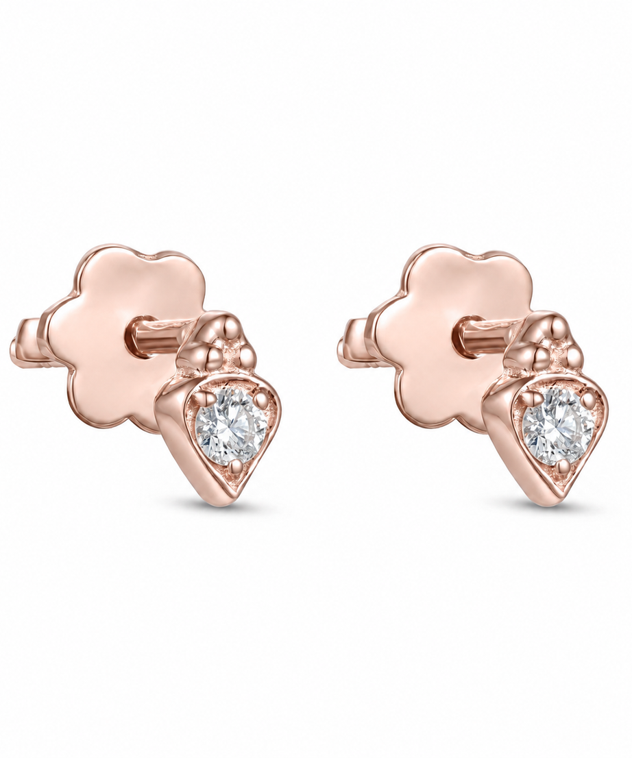 18K Rose Gold Luxury Diamond Earrings With Minimal Elegance -S-E370S