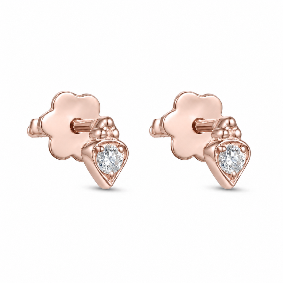 18K Rose Gold Luxury Diamond Earrings With Minimal Elegance -S-E370S