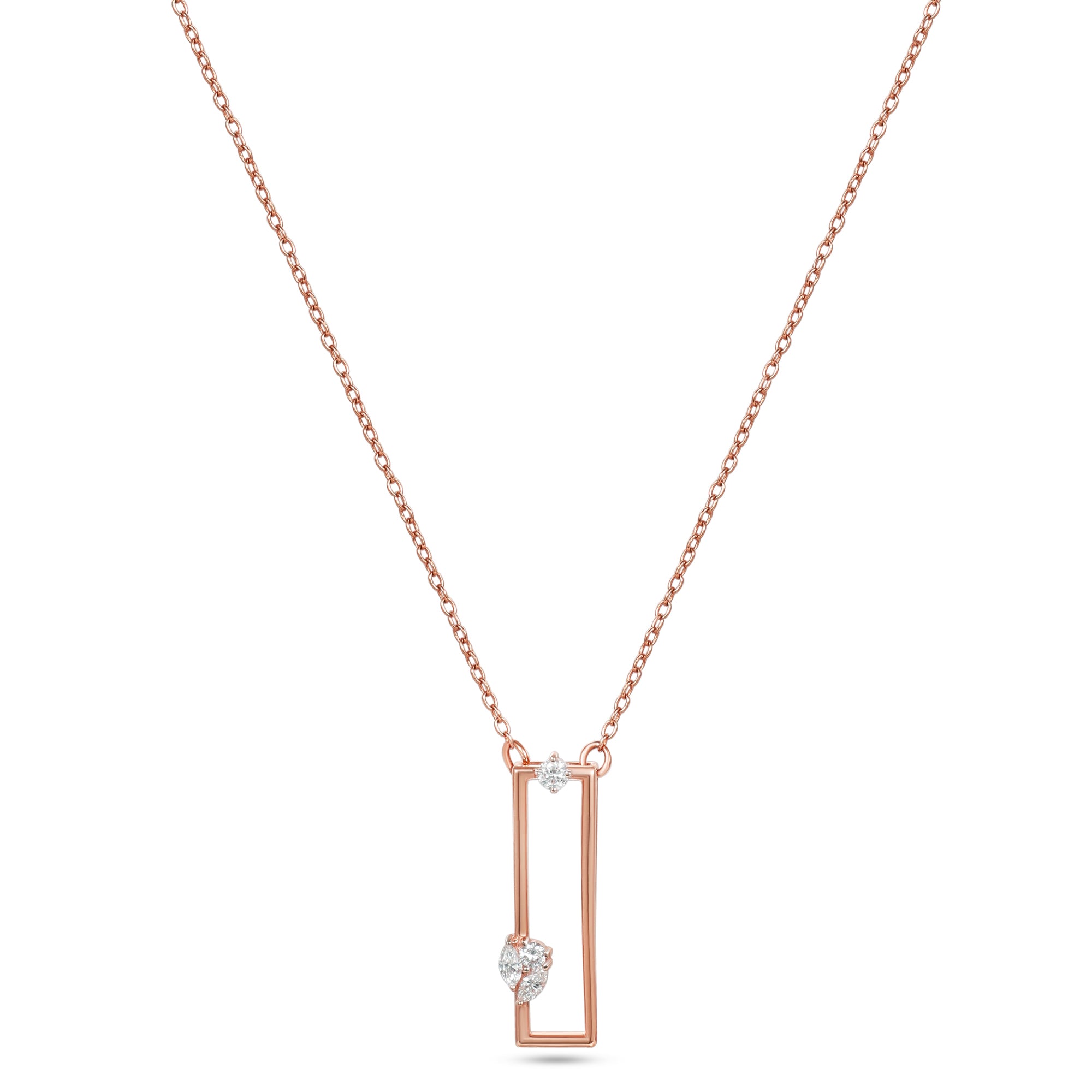 18K Rose Gold Minimal Necklace With Marquise Diamond Accent - S-P710S