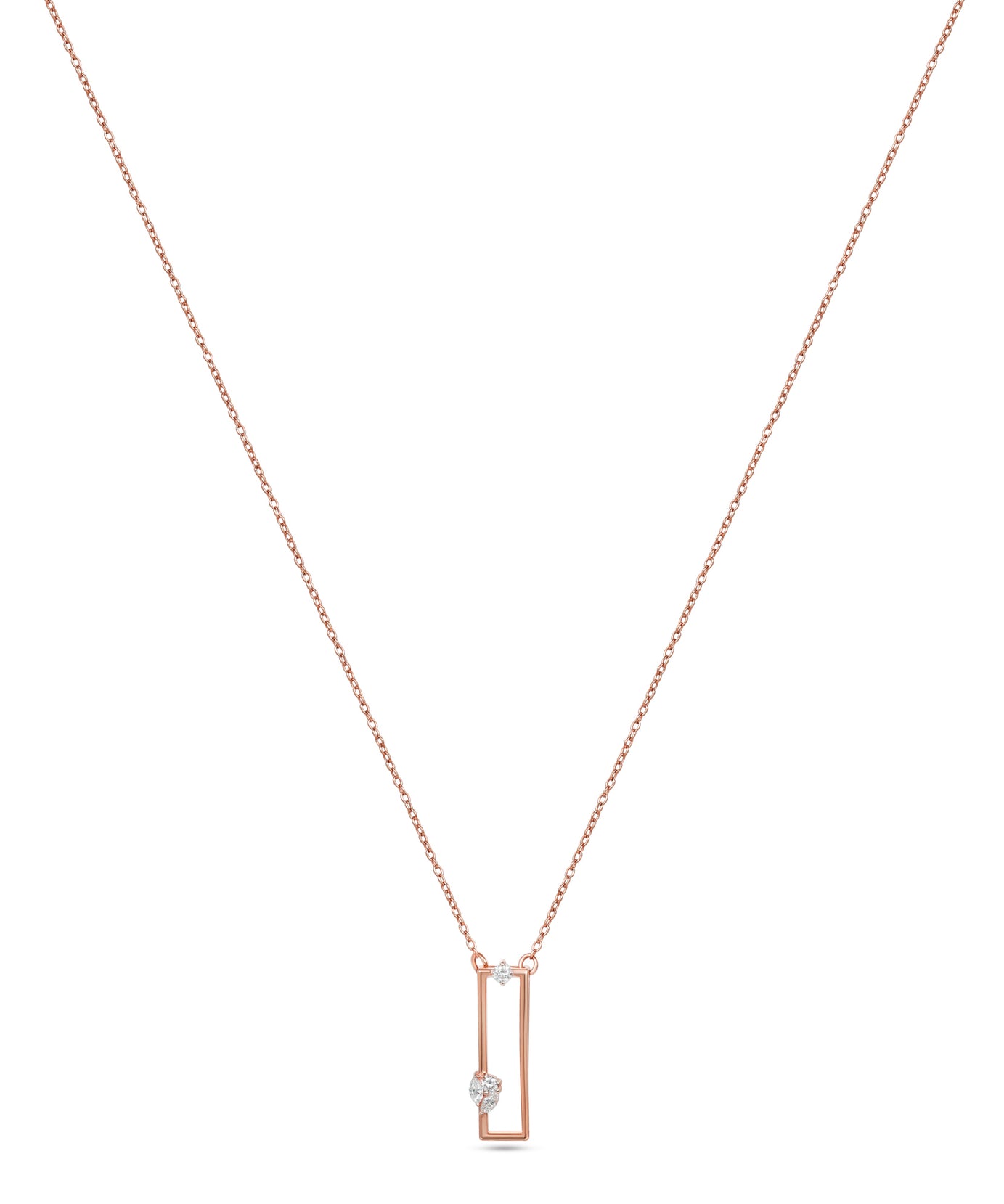 18K Rose Gold Minimal Necklace With Marquise Diamond Accent - S-P710S
