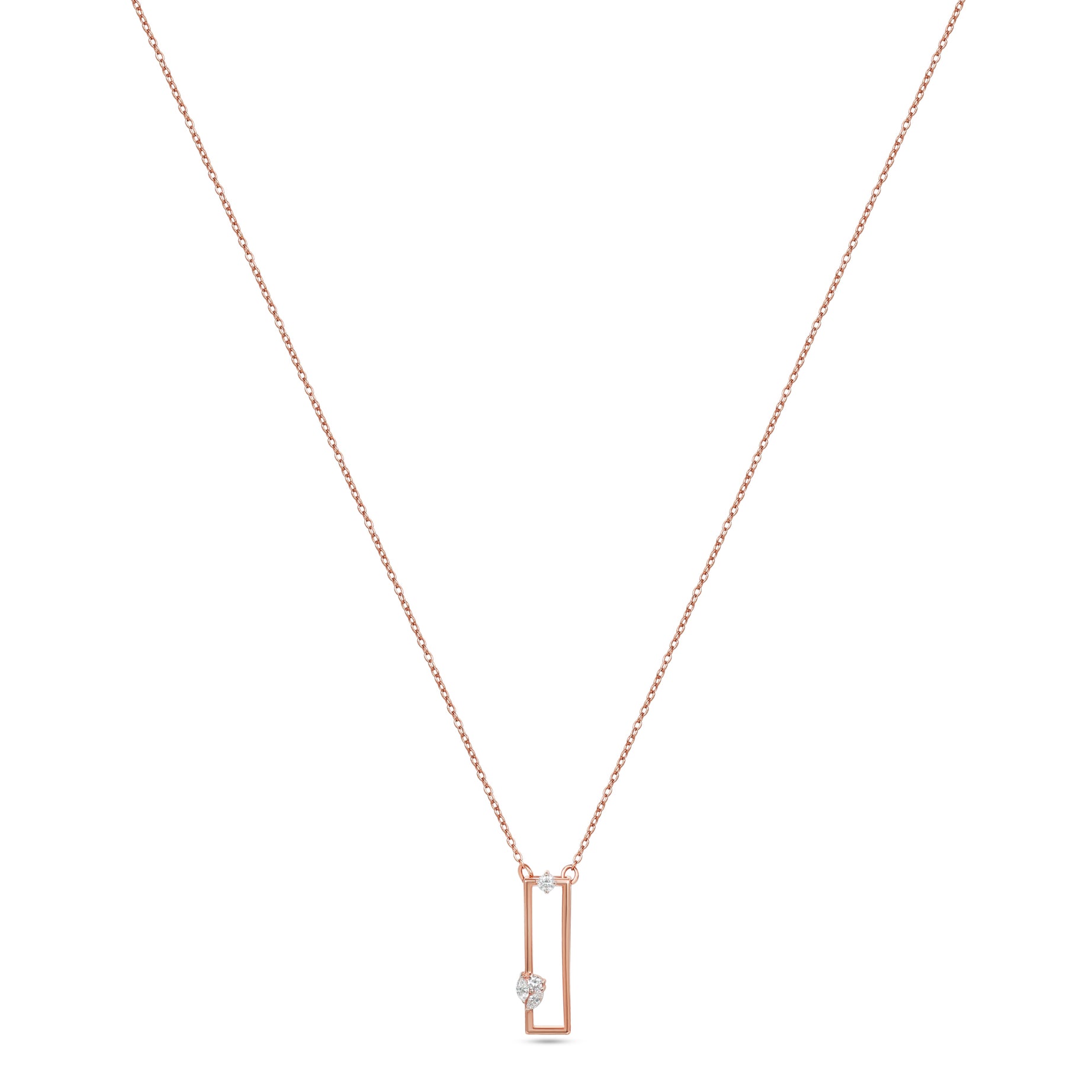 18K Rose Gold Minimal Necklace With Marquise Diamond Accent - S-P710S