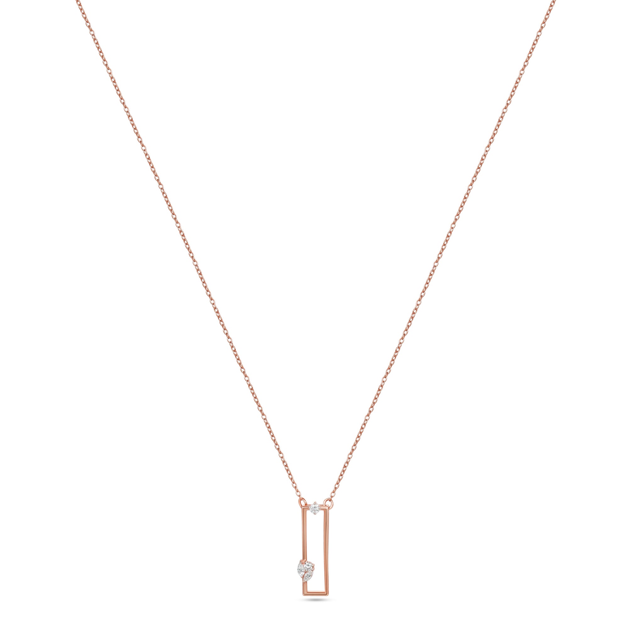 18K Rose Gold Minimal Necklace With Marquise Diamond Accent - S-P710S