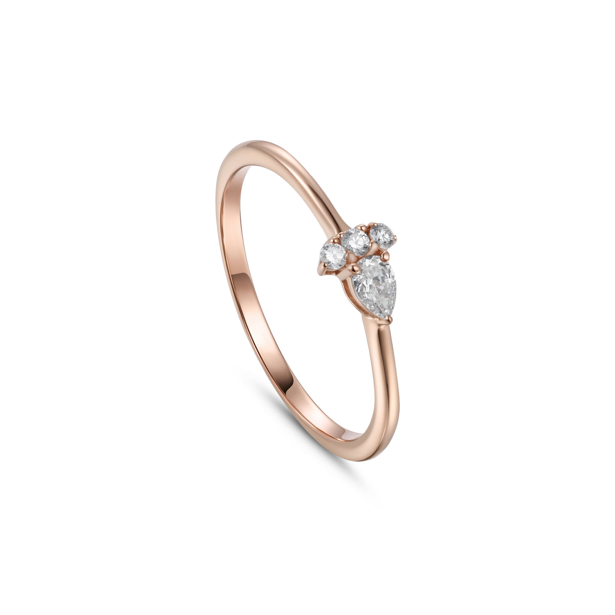 18K Rose Gold Pear Diamond Cluster Accent Ring - S-R697S