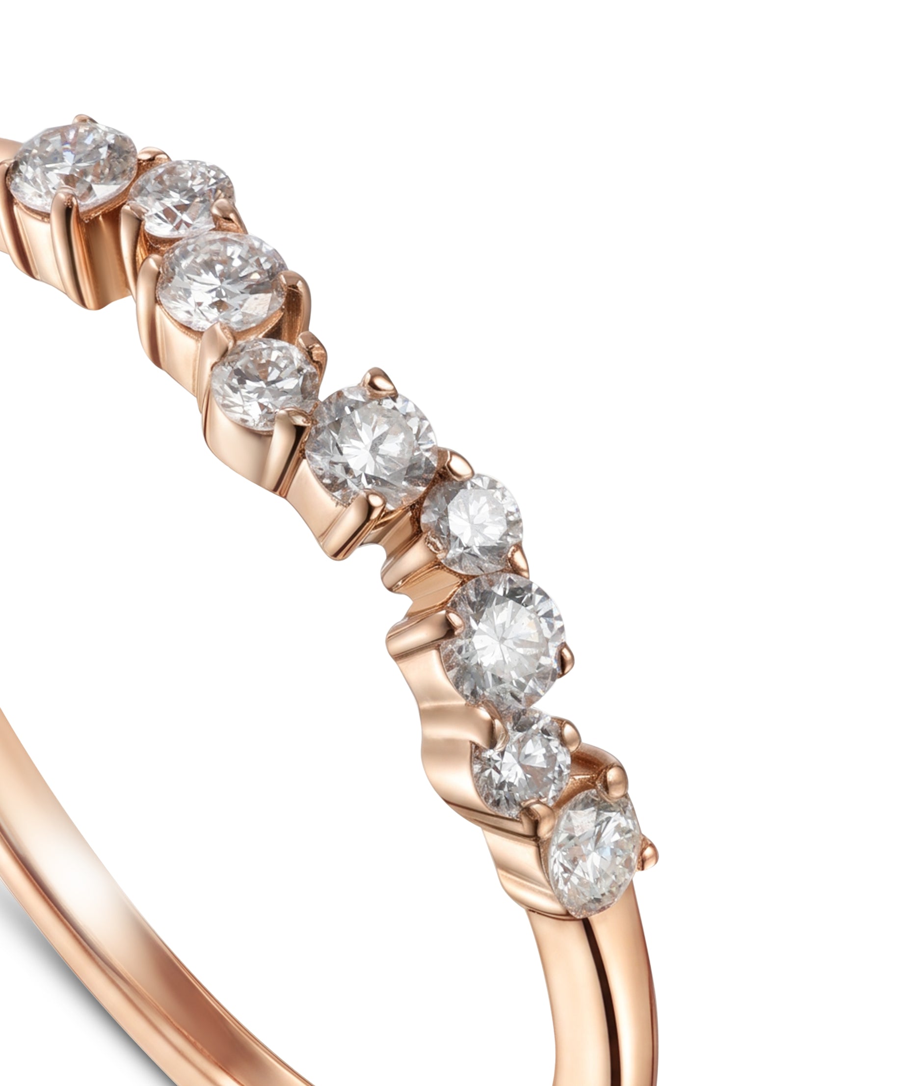 18K Rose Gold Round Diamond Half Eternity Ring - S-R701S