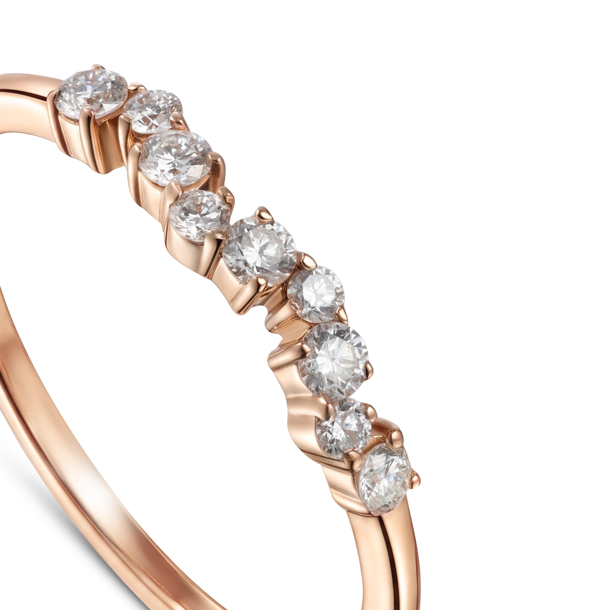 18K Rose Gold Round Diamond Half Eternity Ring - S-R701S