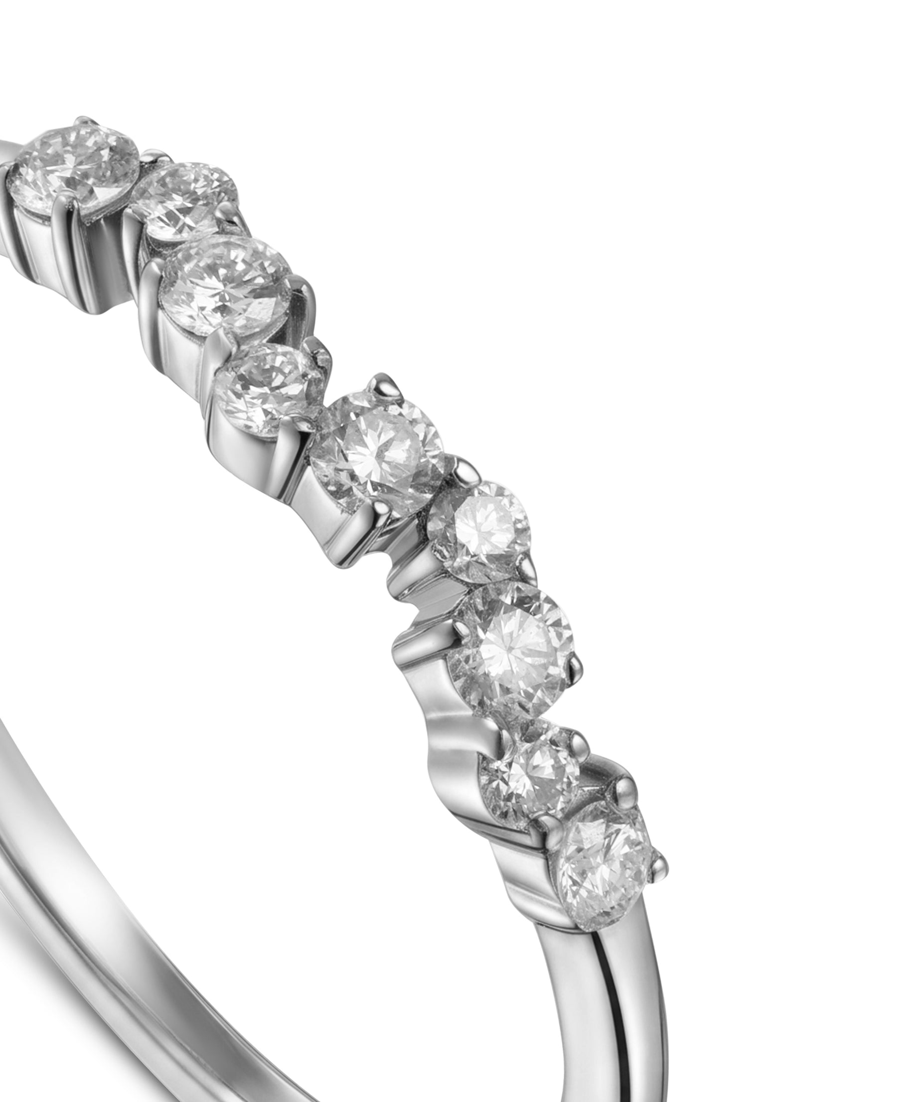 18K White Gold Round Diamond Half Eternity Ring - S-R701S