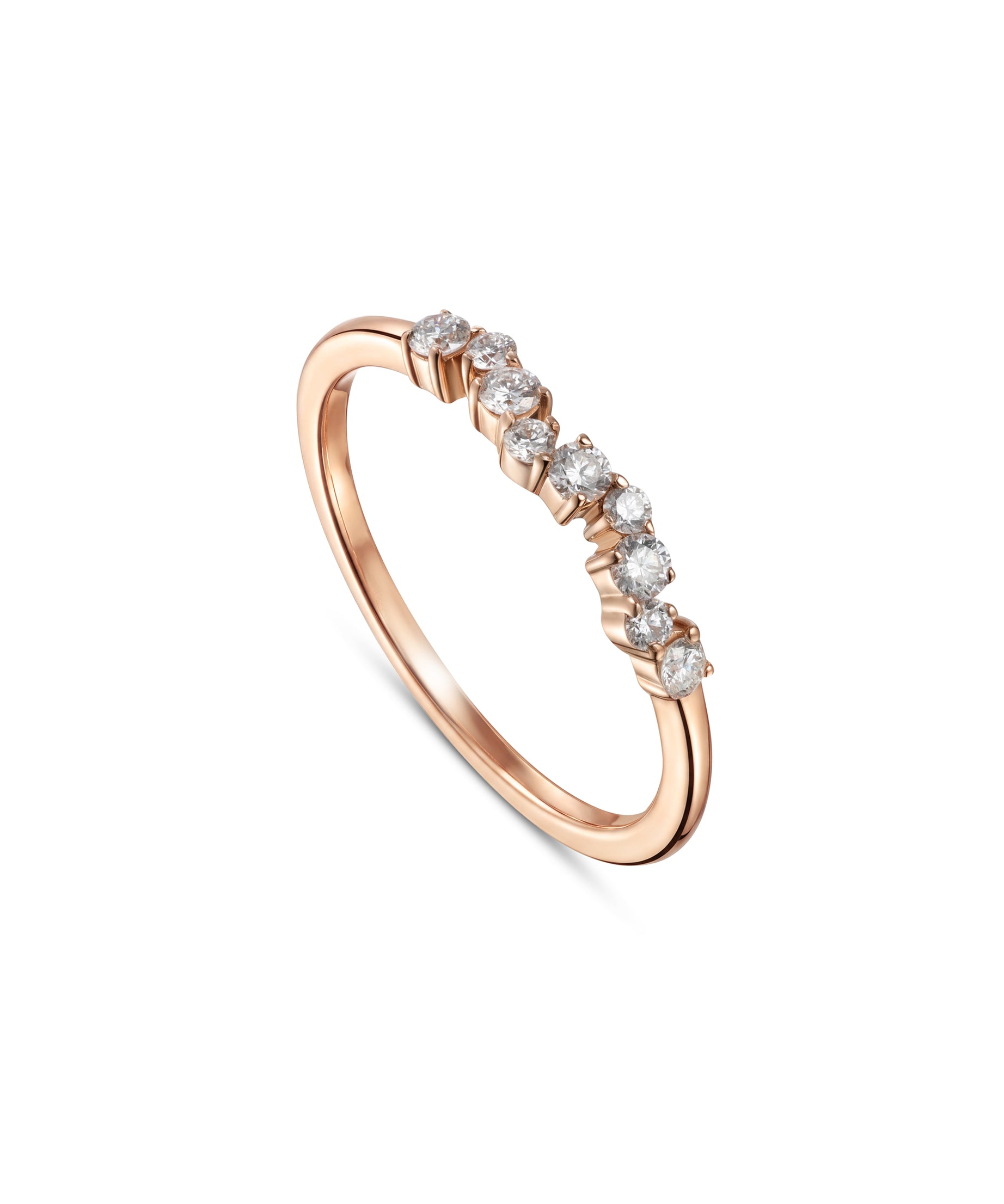 18K Rose Gold Round Diamond Half Eternity Ring - S-R701S
