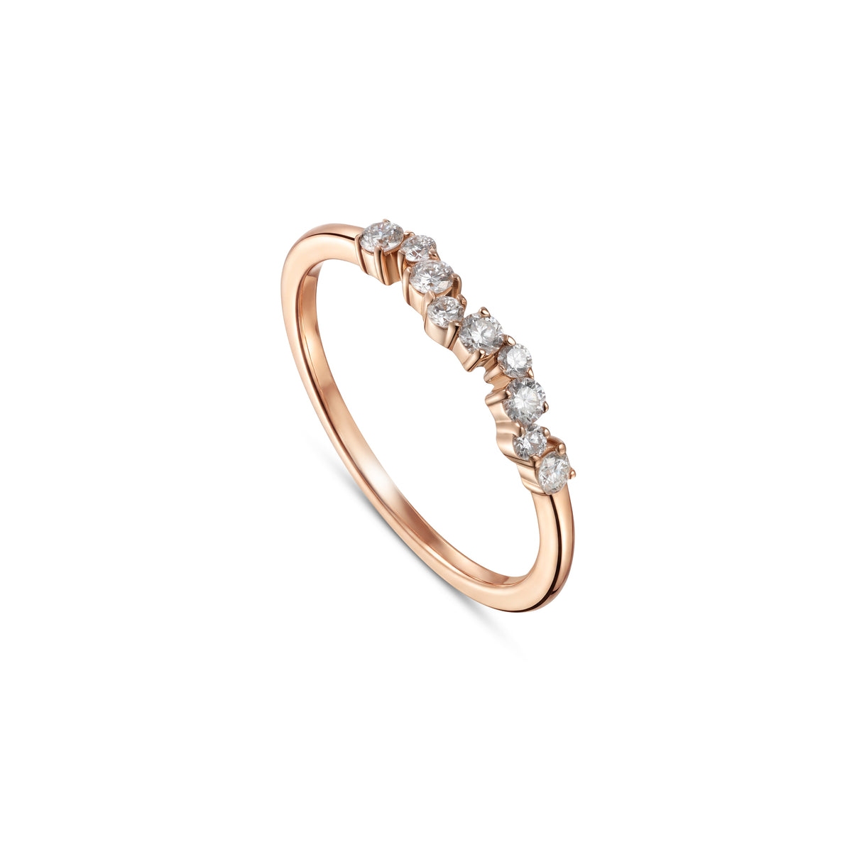 18K Rose Gold Round Diamond Half Eternity Ring - S-R701S