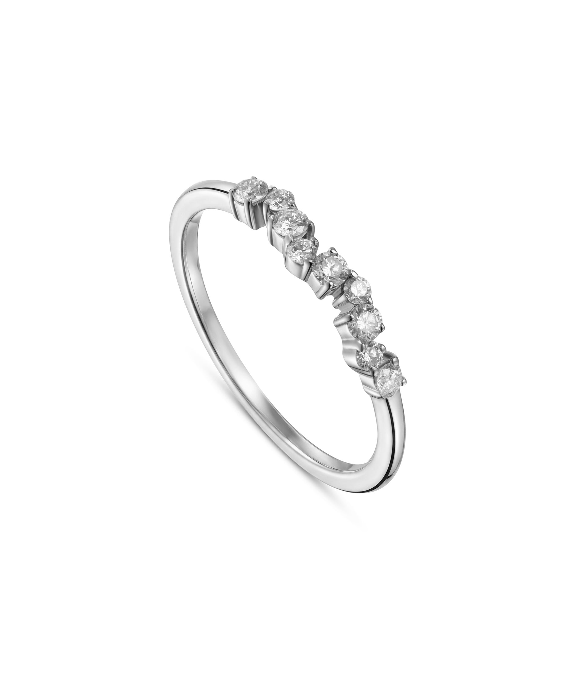 18K White Gold Round Diamond Half Eternity Ring - S-R701S