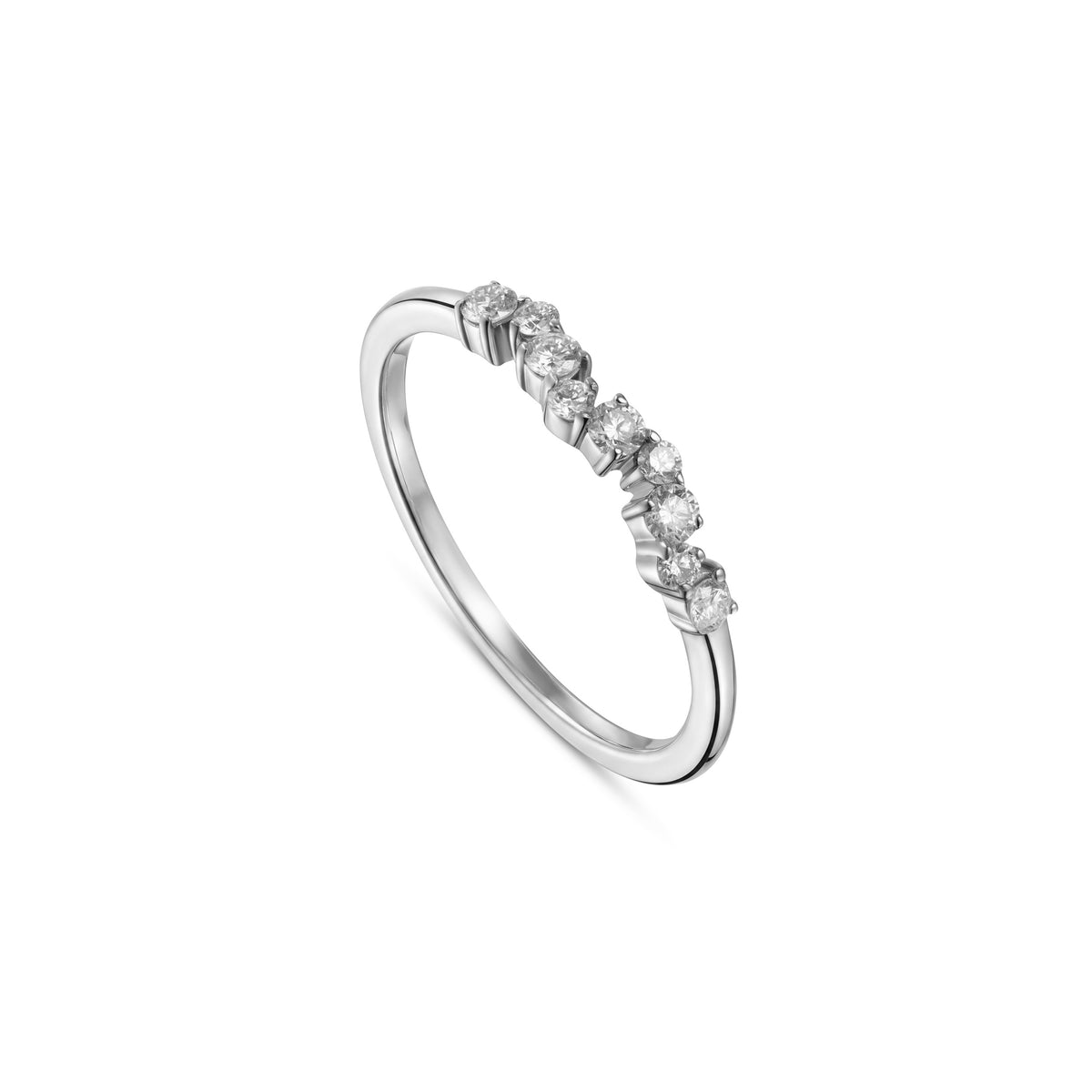 18K White Gold Round Diamond Half Eternity Ring - S-R701S