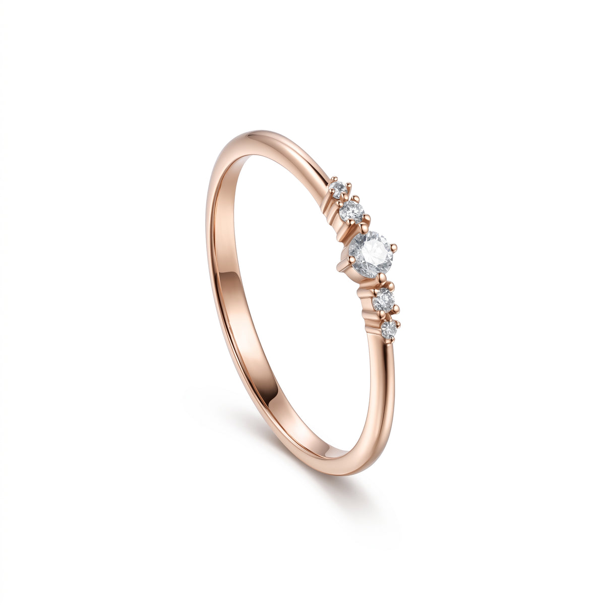 18K Rose Gold Round Diamond Statement Band Ring - S-R707S