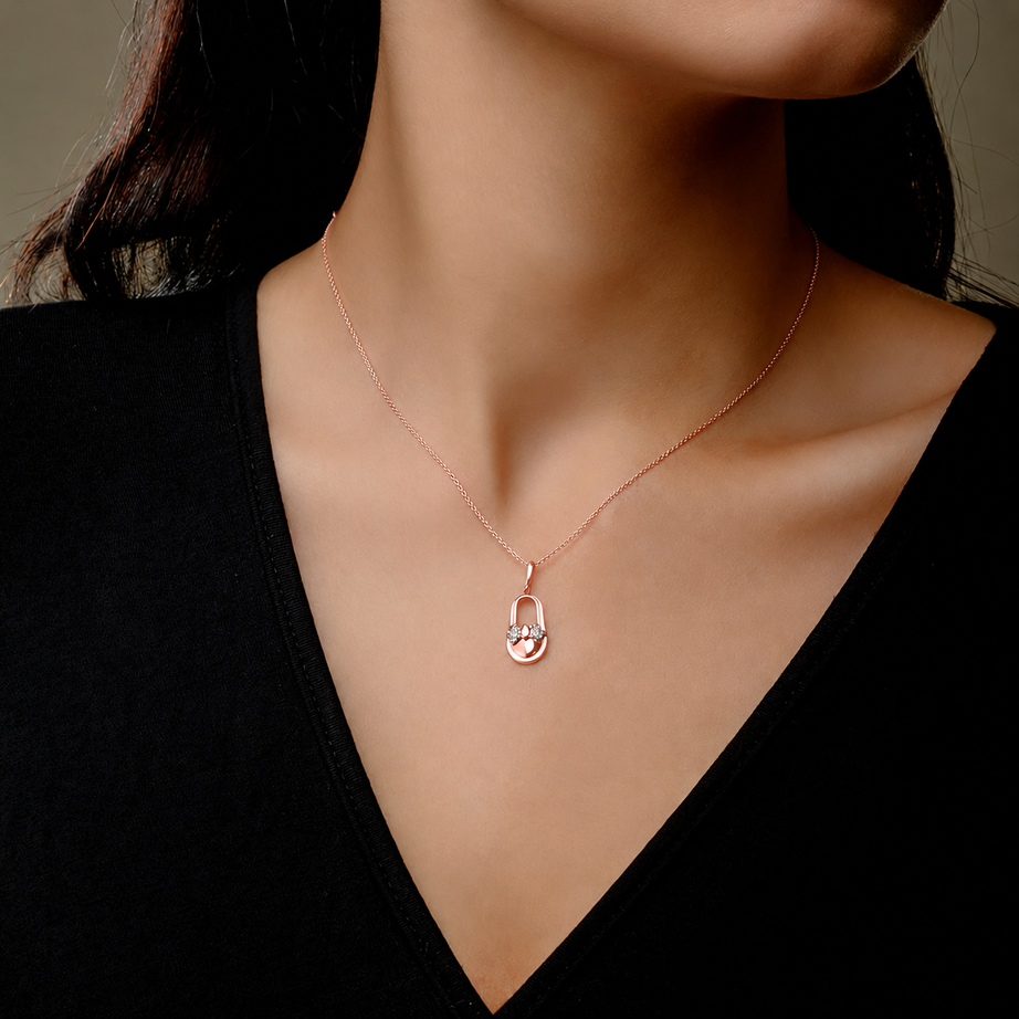 18K Rose gold Baby Shoe Diamond Pendant - S-P476S